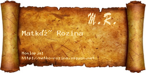 Matkó Rozina névjegykártya